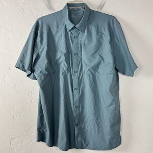 UA Under Armour Shirt Knit Top Tide Chaser 2.0 Button Down Grey Blue Performance